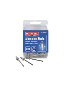 Faithfull FAIAR4S100 Aluminium Rivets 4 × 7mm