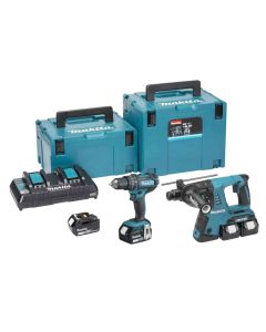 Makita DLX2137PTJ 18V Combi Drill & SDS+ Rotary Hammer Twin Pack with 4 × 5.0Ah Batteries