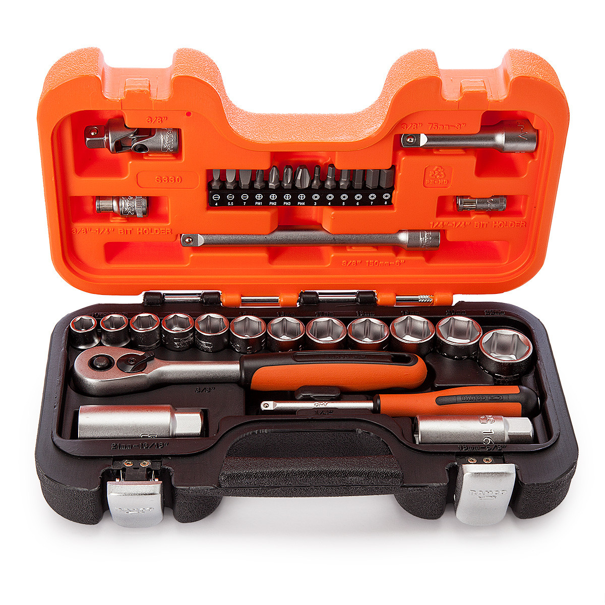 Bahco S330 3/8in Drive Socket Set with Ratchet 34 Piece