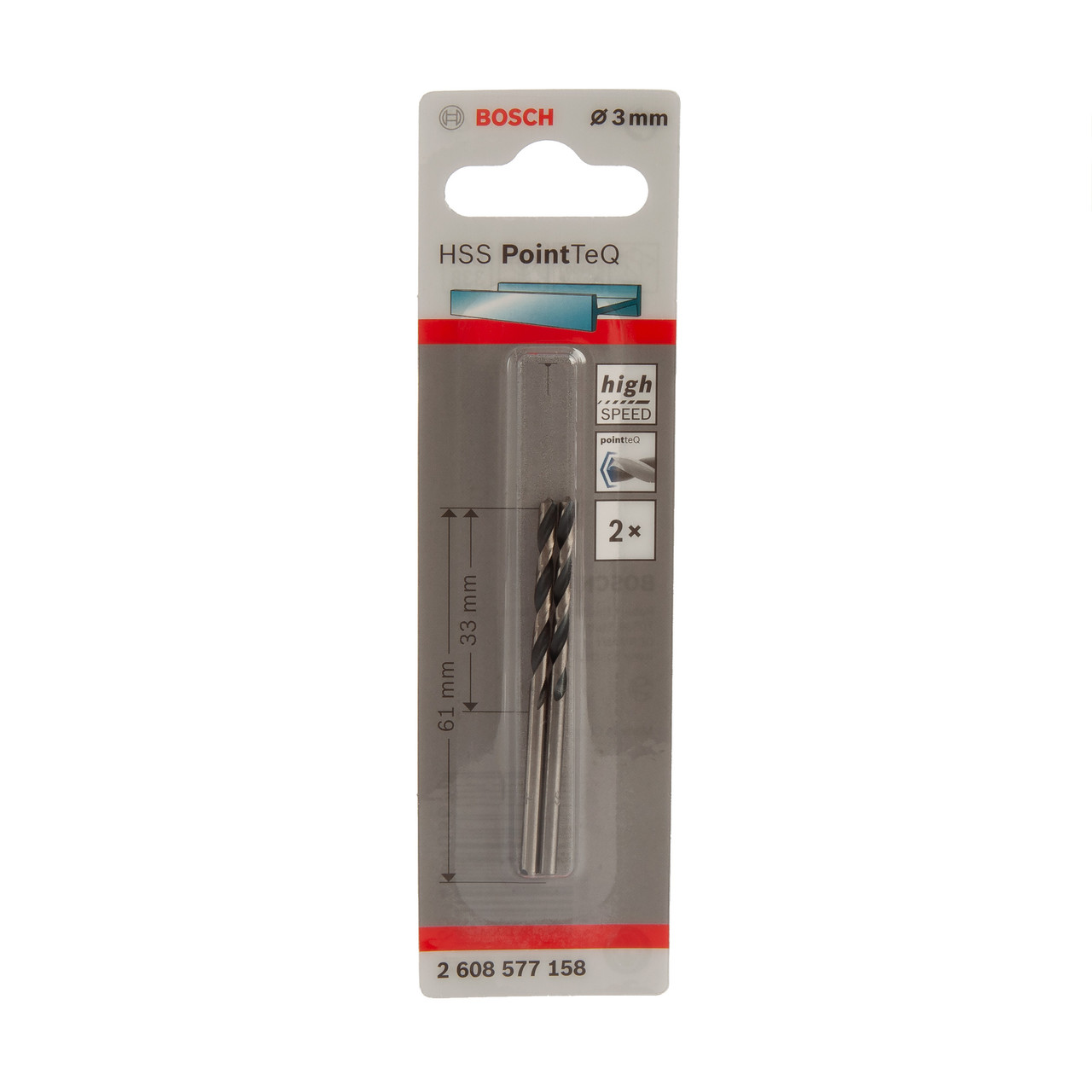 Bosch 2608577158 HSS Twist PointTeQ Drill Bit 3 × 33mm