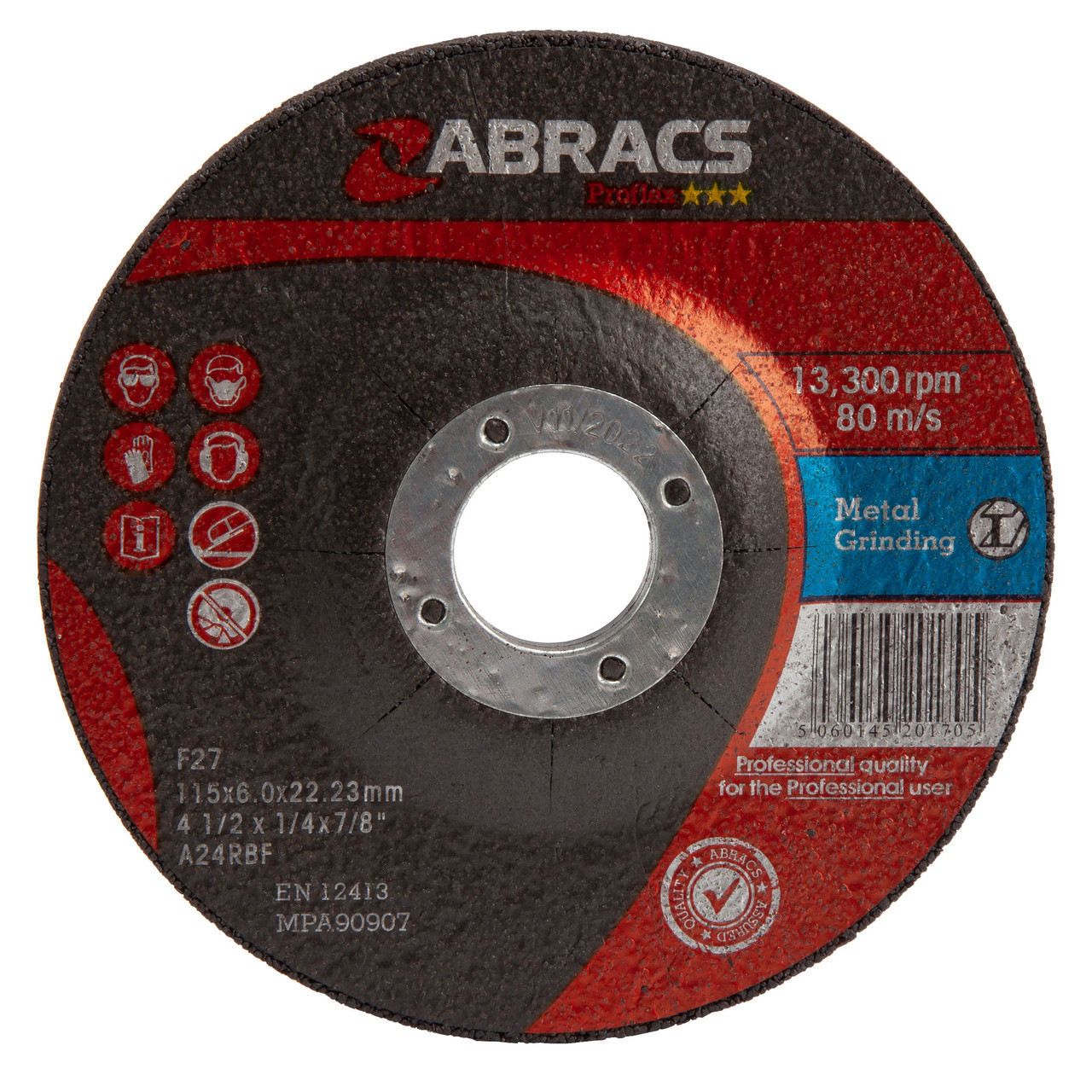 Abracs PF11560DM 115 × 6 × 22mm Metal Grinding Disc (Pack of 25)