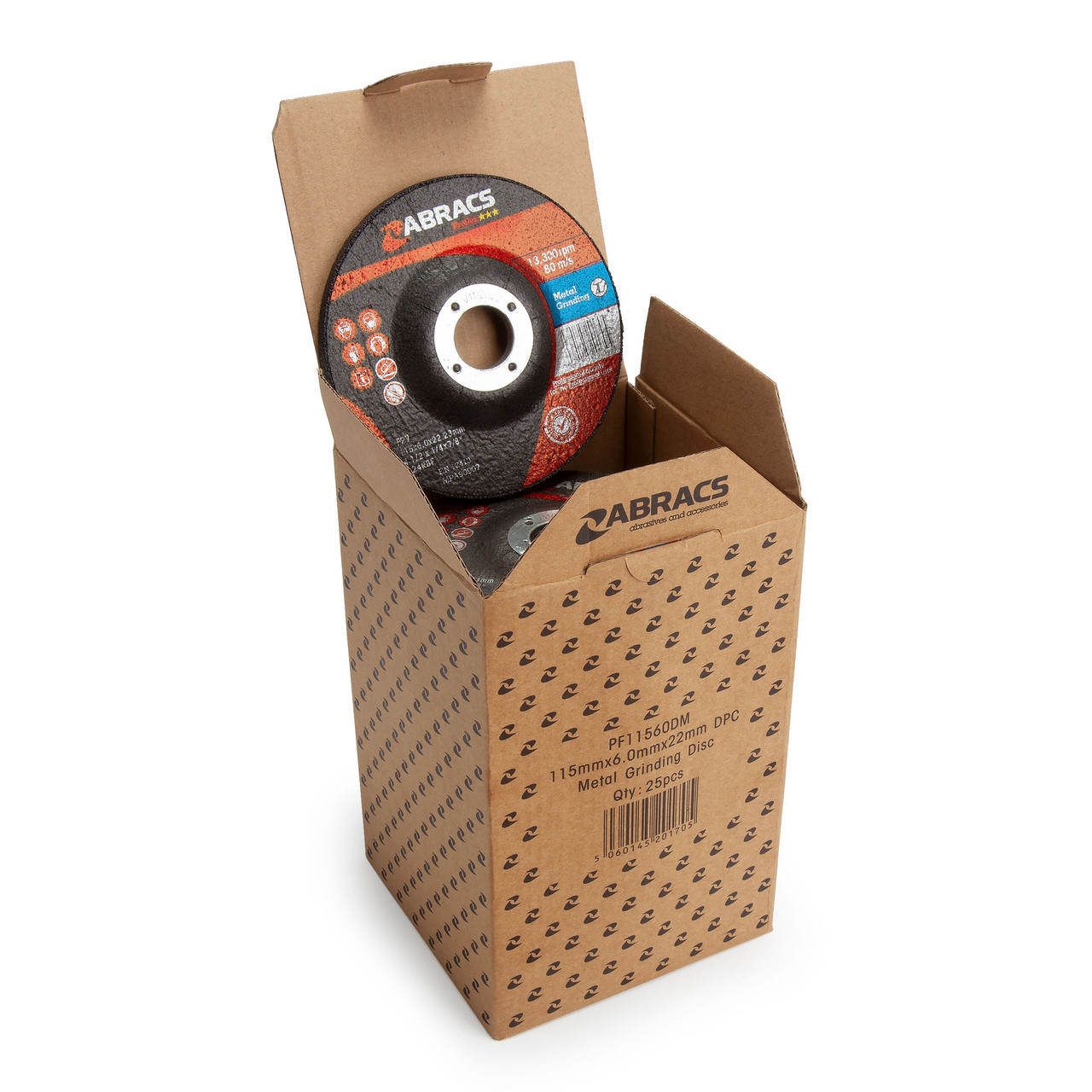 Abracs PF11560DM 115 × 6 × 22mm Metal Grinding Disc (Pack of 25)