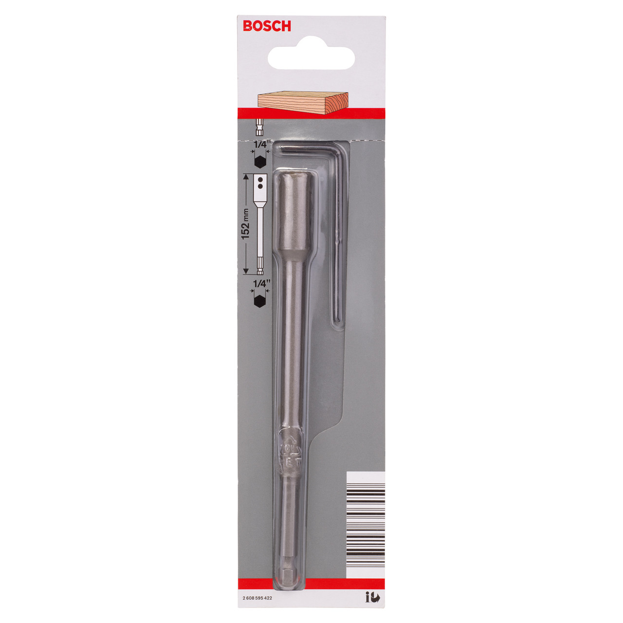 Bosch 2608595422 152mm 1/4” Hex Shank Extension for Self Cut Speed Spade Bits