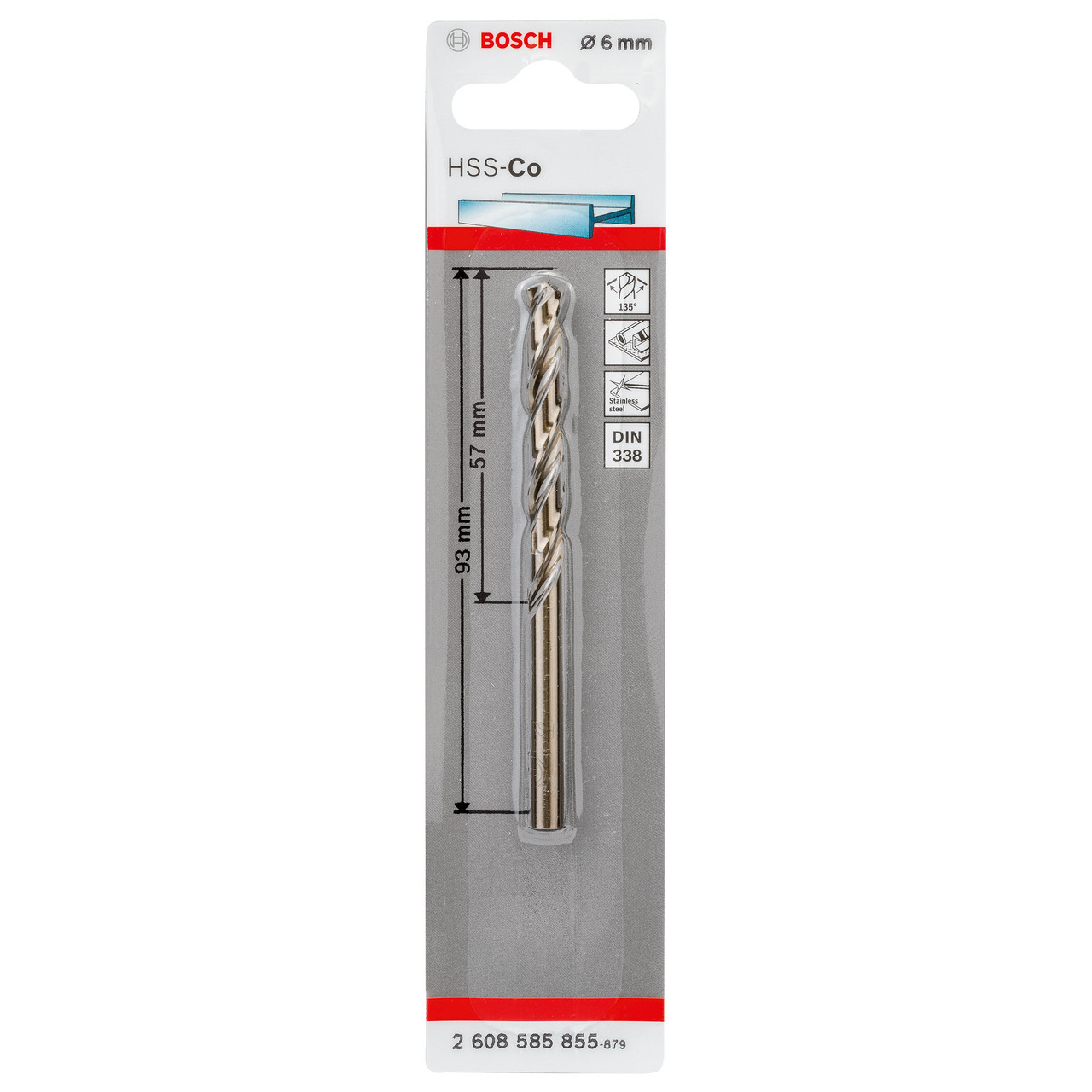 Bosch 2608585855 HSS-Co Twist Cobalt Drill Bit 6 × 57mm