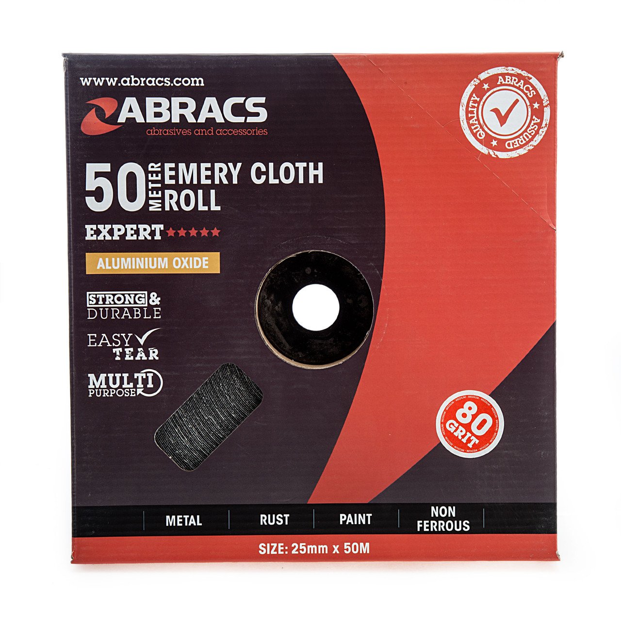 Abracs ABER2550080 Expert Emery Cloth Roll 80 Grit × 50m