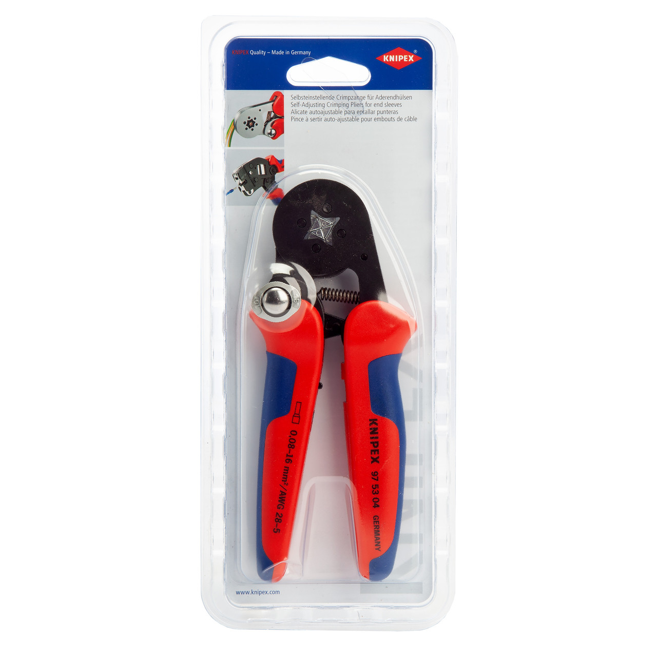 Knipex 975304SB Self-Adjusting Crimping Pliers for Wire Ferrules
