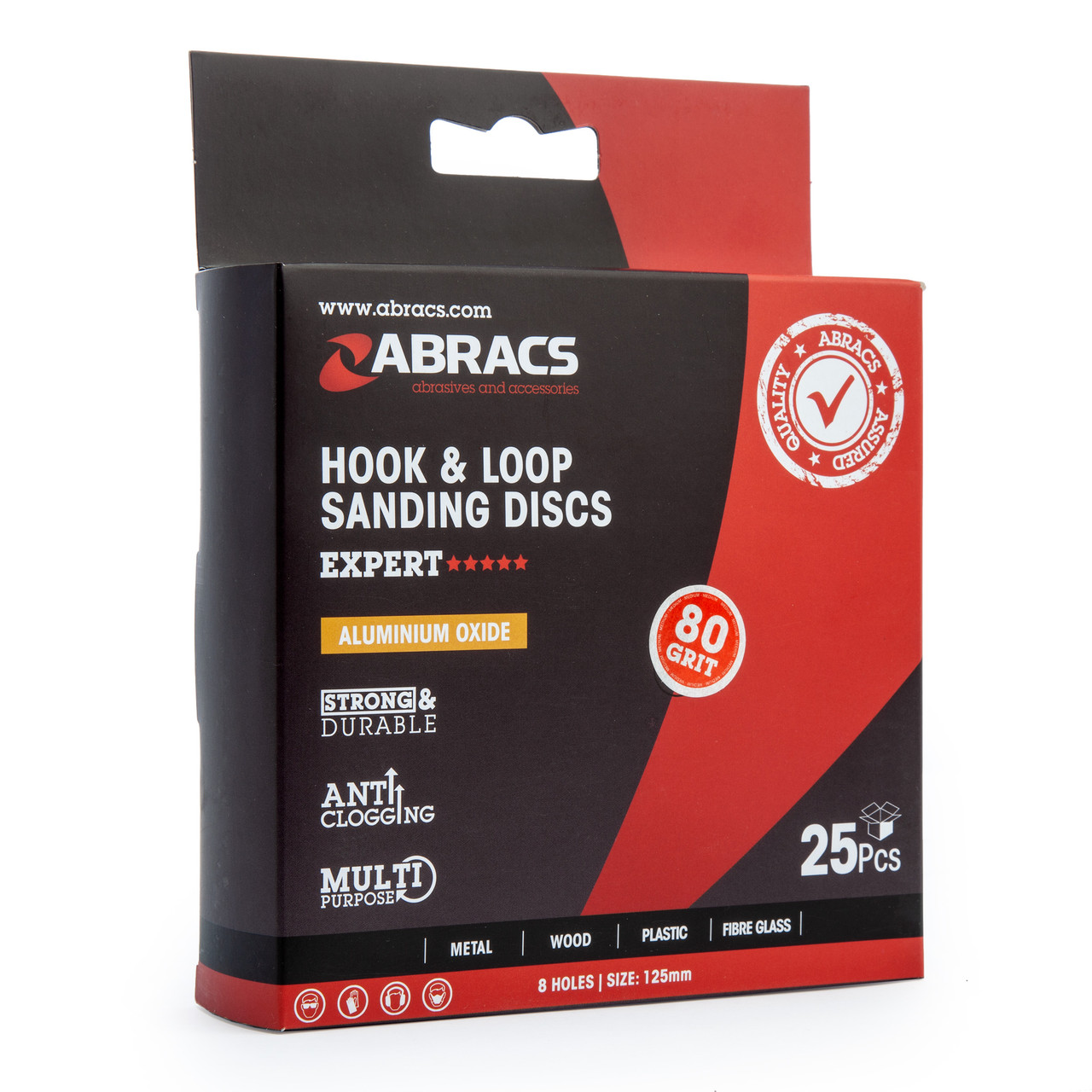 Abracs ABHL8125080 125mm 80 Grit Hook & Loop Sanding Disc