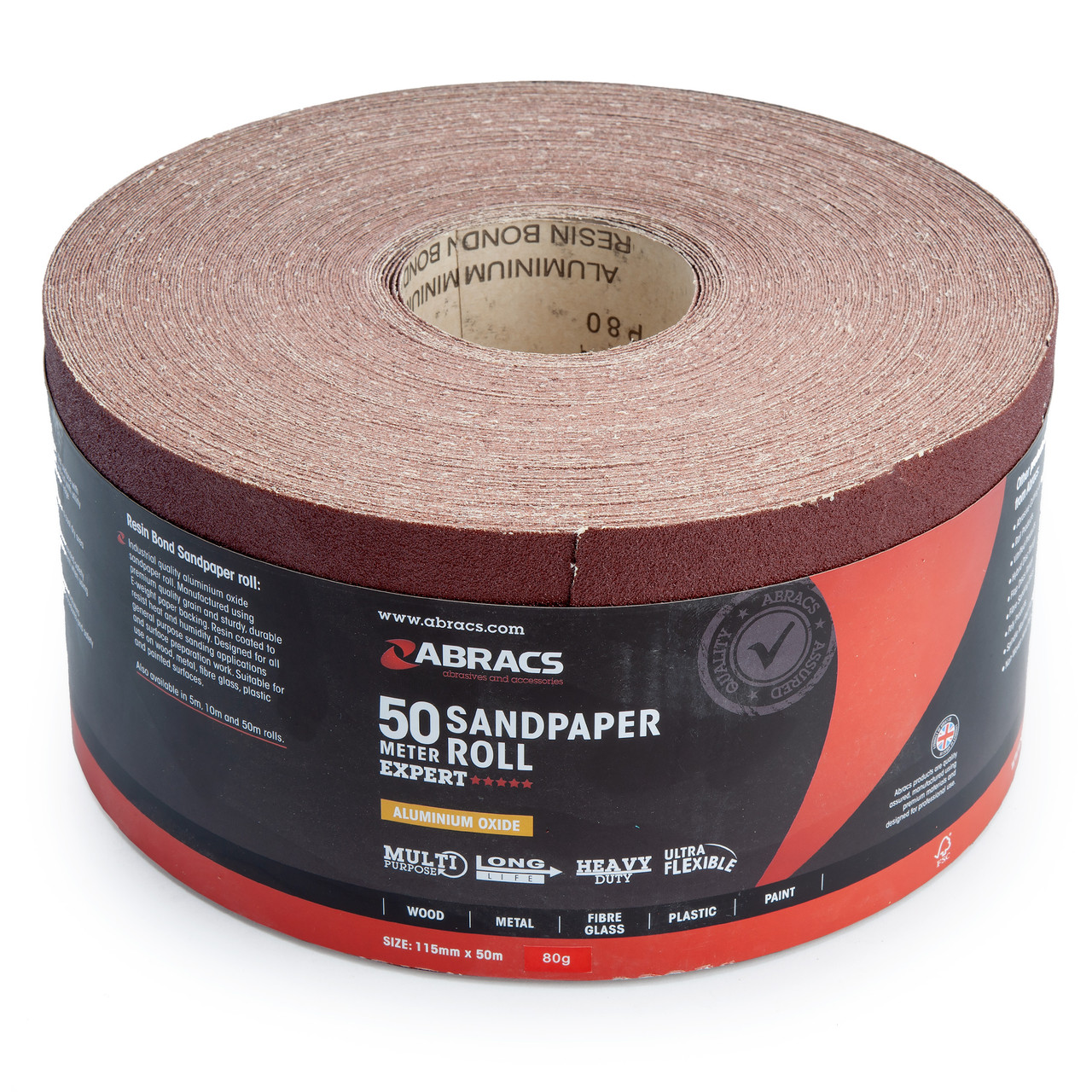 Abracs ABS11550080 115mm × 50m Sandpaper Roll 80 Grit