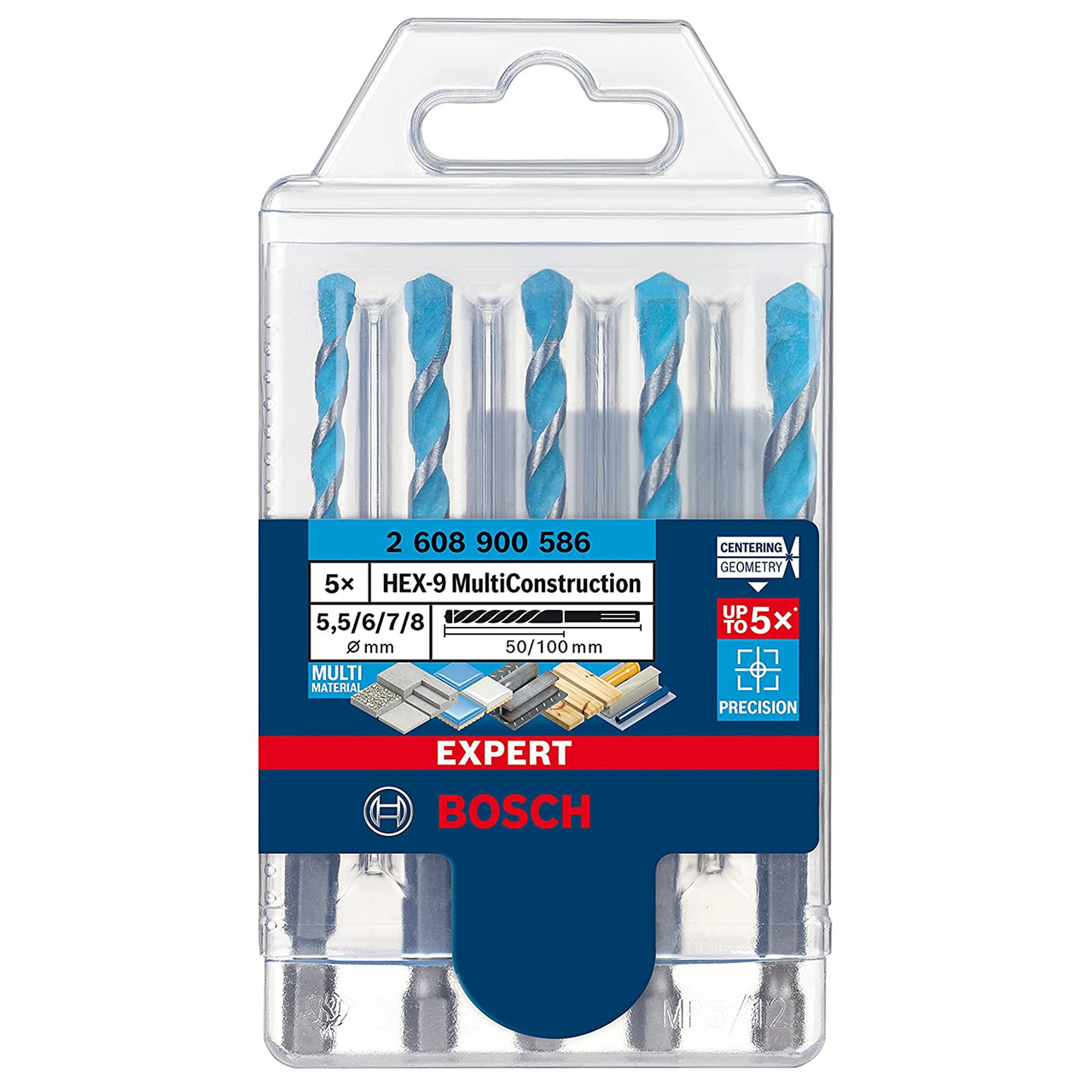 Bosch 2608900586 EXPERT HEX-9 Multi Construction Drill Bit Set 5 Piece