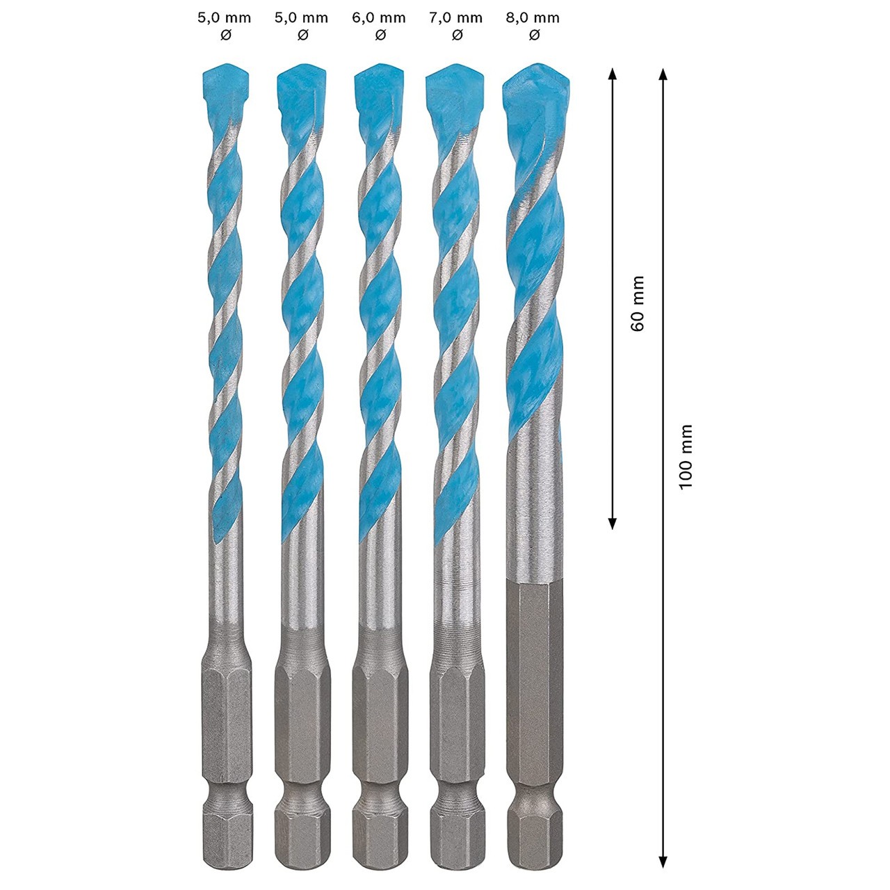 Bosch 2608900586 EXPERT HEX-9 Multi Construction Drill Bit Set 5 Piece