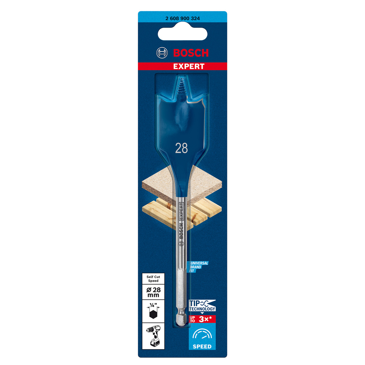 Bosch 2608900324 EXPERT Self Cut Speed Spade Drill Bit 28 × 152mm
