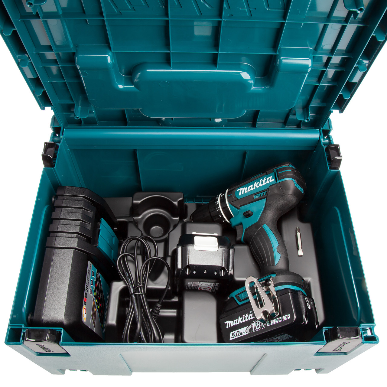 Makita DHP482RTJ 18V LXT Combi Drill with 2 × 5.0Ah Batteries and Makpac Case