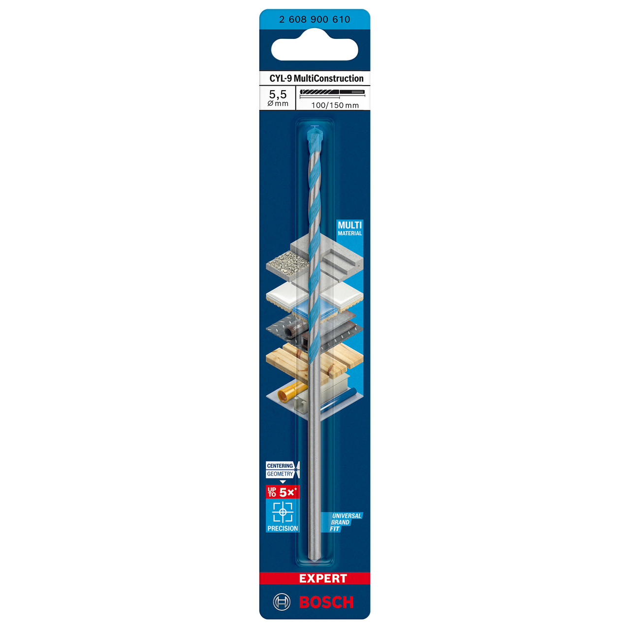 Bosch 2608900610 EXPERT CYL-9 Multi Construction Drill Bit 5.5 × 100mm