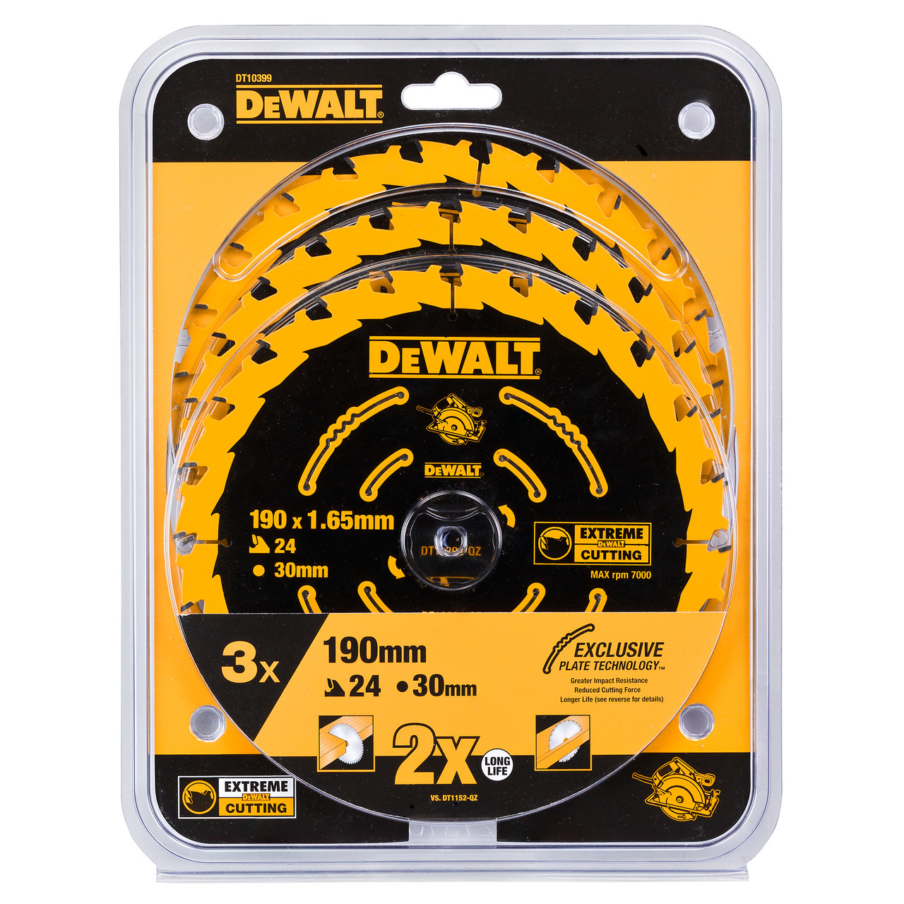 Dewalt DT10399QZ 190 × 30mm × 24T Circular Saw Blades with 3 Pack