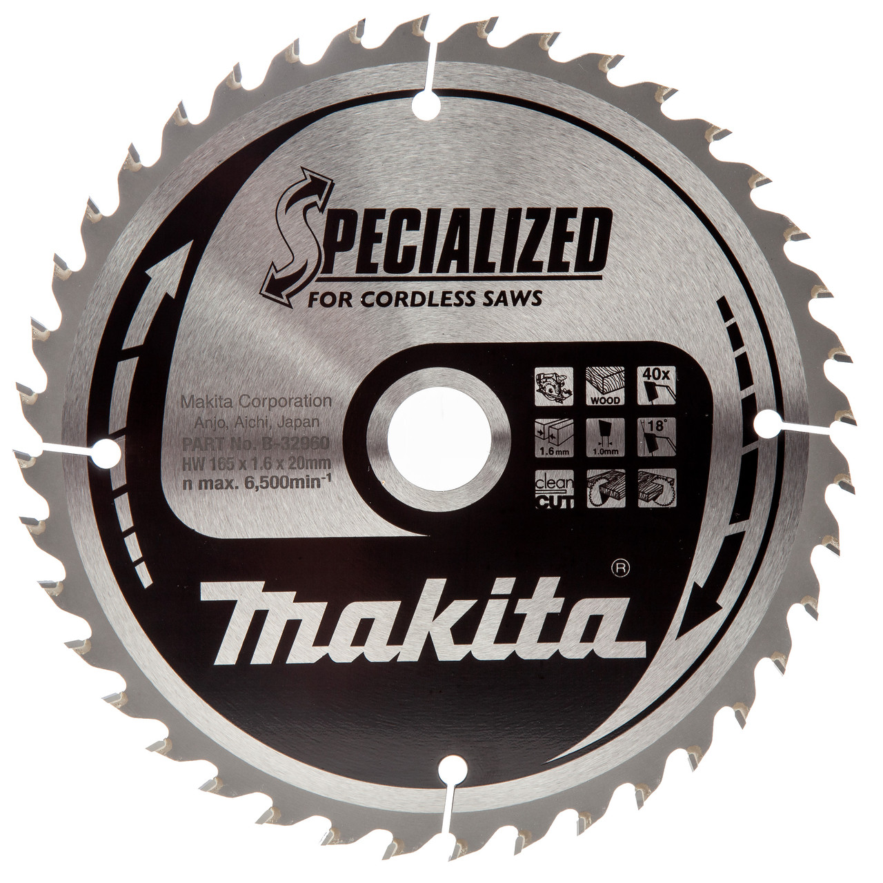 Makita B32960 165 × 20mm × 40T Circular Saw Blade for Wood