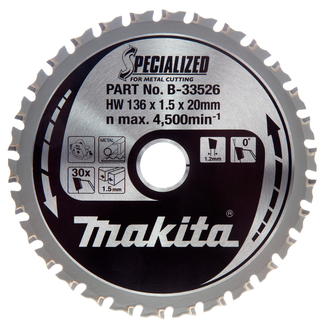 Makita B33526 136mm x 20mm x 30T Metal Cutting Saw Blade