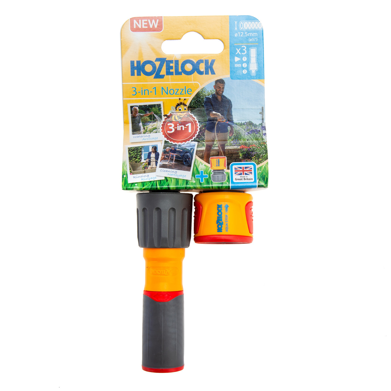 Hozelock 100100226 3-in-1 Nozzle & AquaStop Connector