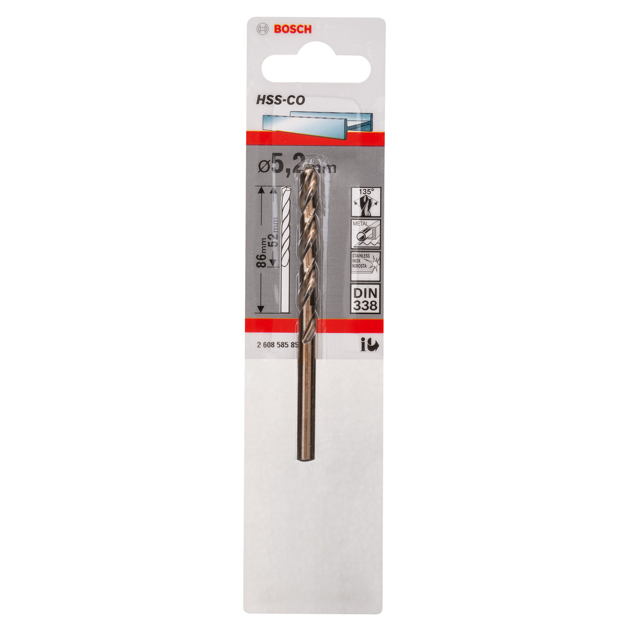 Bosch 2608585853 HSS-Co Cobalt Drill Bit 5.2 × 52mm