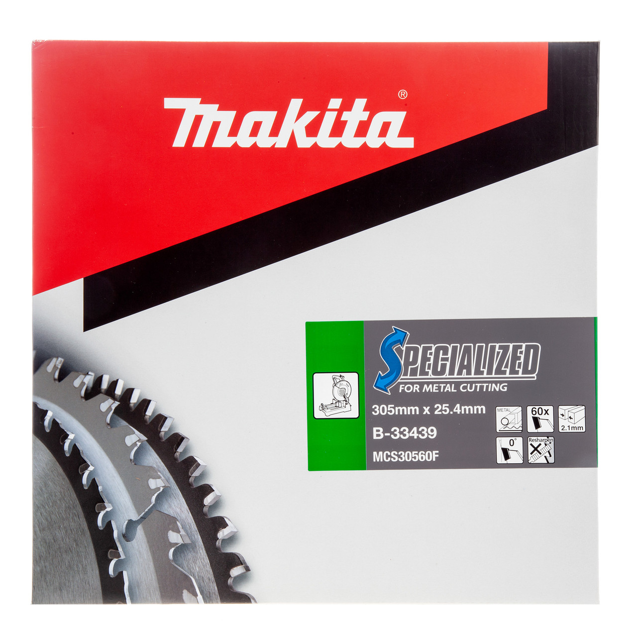 Makita B33439 305 × 25.4mm 60T Circular Saw Blade for Metal