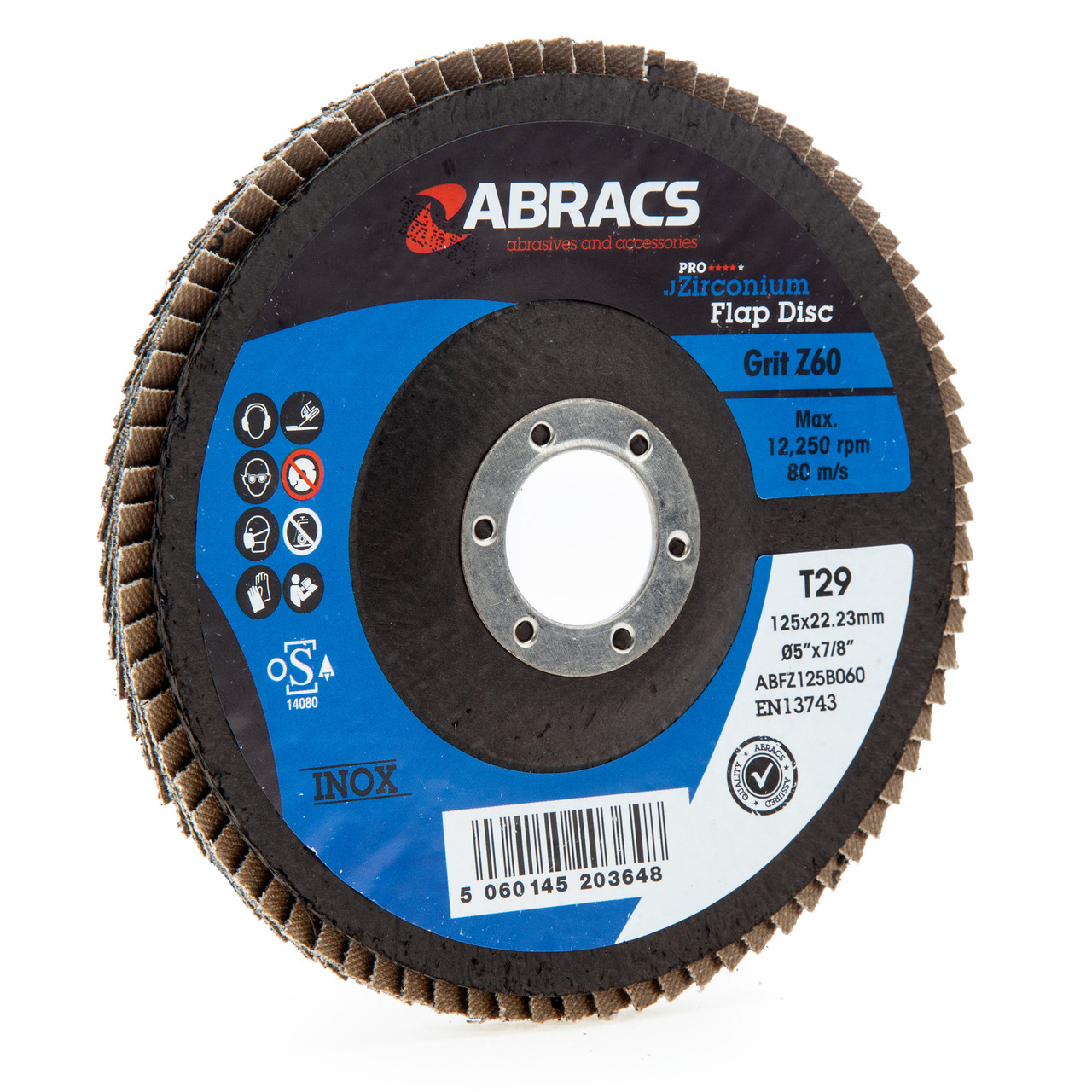 Abracs ABFZ125B060 125mm 60 Grit Pro Zirconium Flap Disc