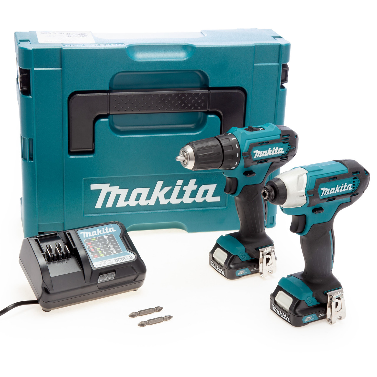 Makita CLX224AJ 12Vmax CXT Drill Driver & Impact Driver Twin Pack with 2 × 2.0Ah Batteries