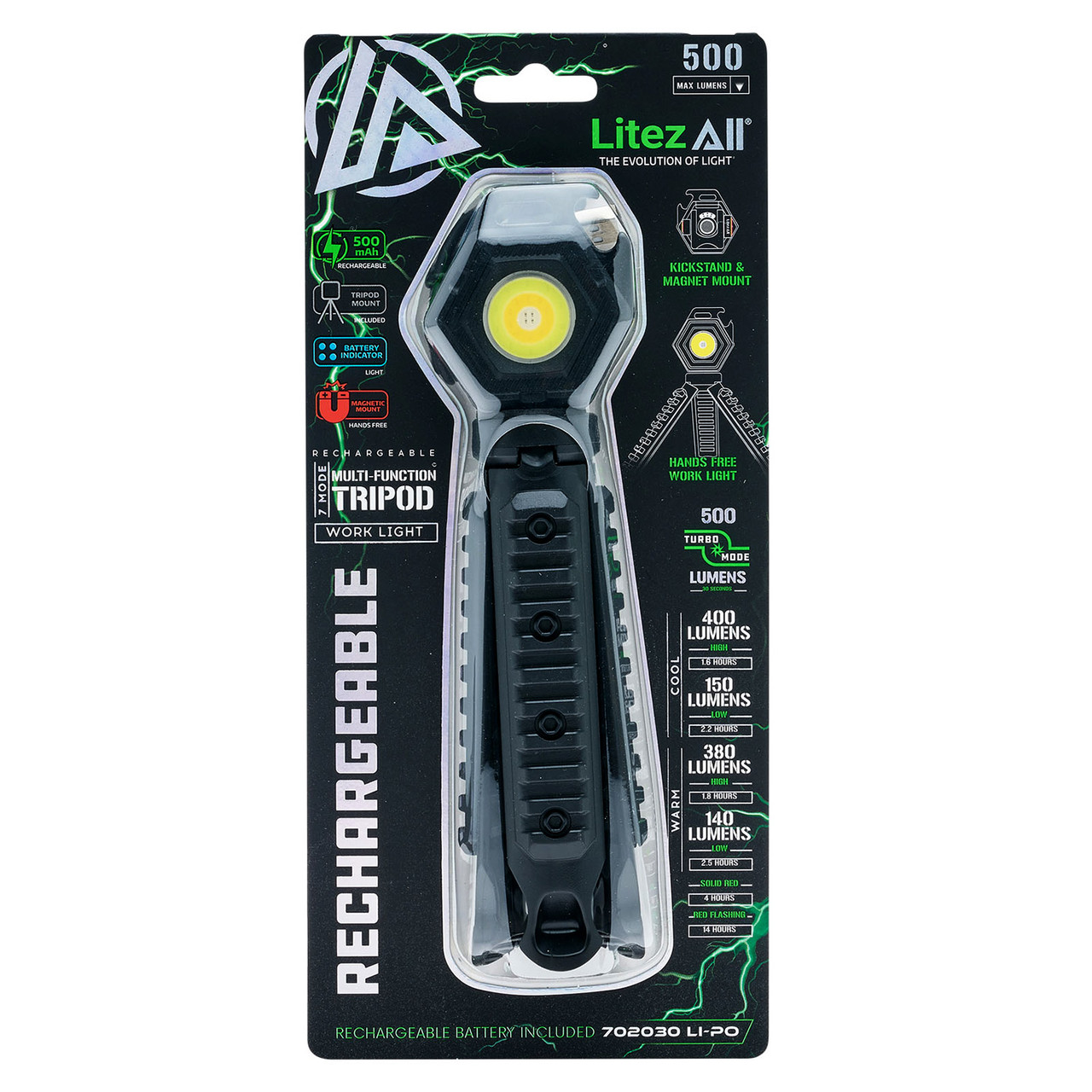 Litezall 26215 Compact Work Light with Tripod 500 Lumens