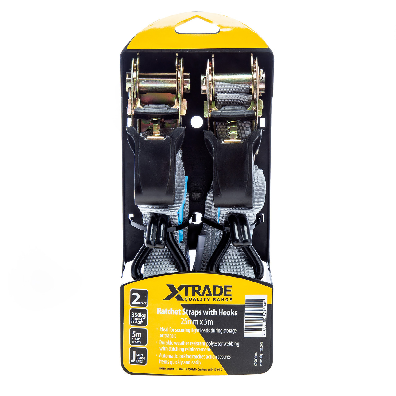 Xtrade X0500004 Ratchet Straps with Hooks 25mm × 5m (Twin Pack)