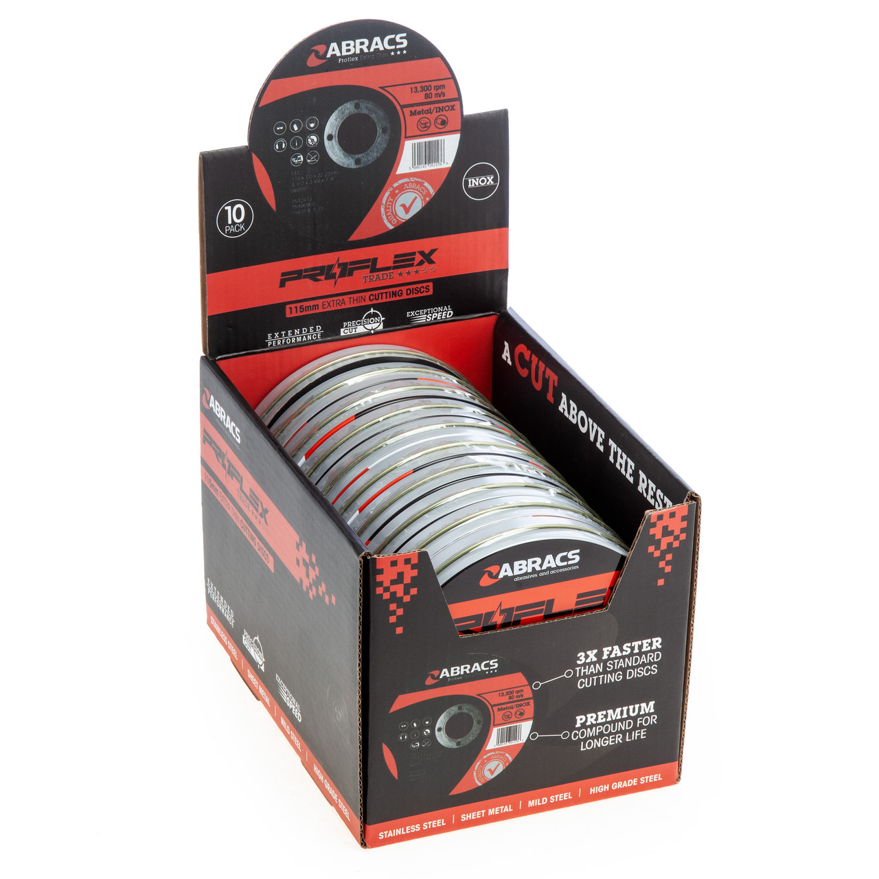 Abracs PFET11510FI Proflex 115 × 1 × 22mm Flat Extra Thin INOX Cutting Disc (Pack of 10)