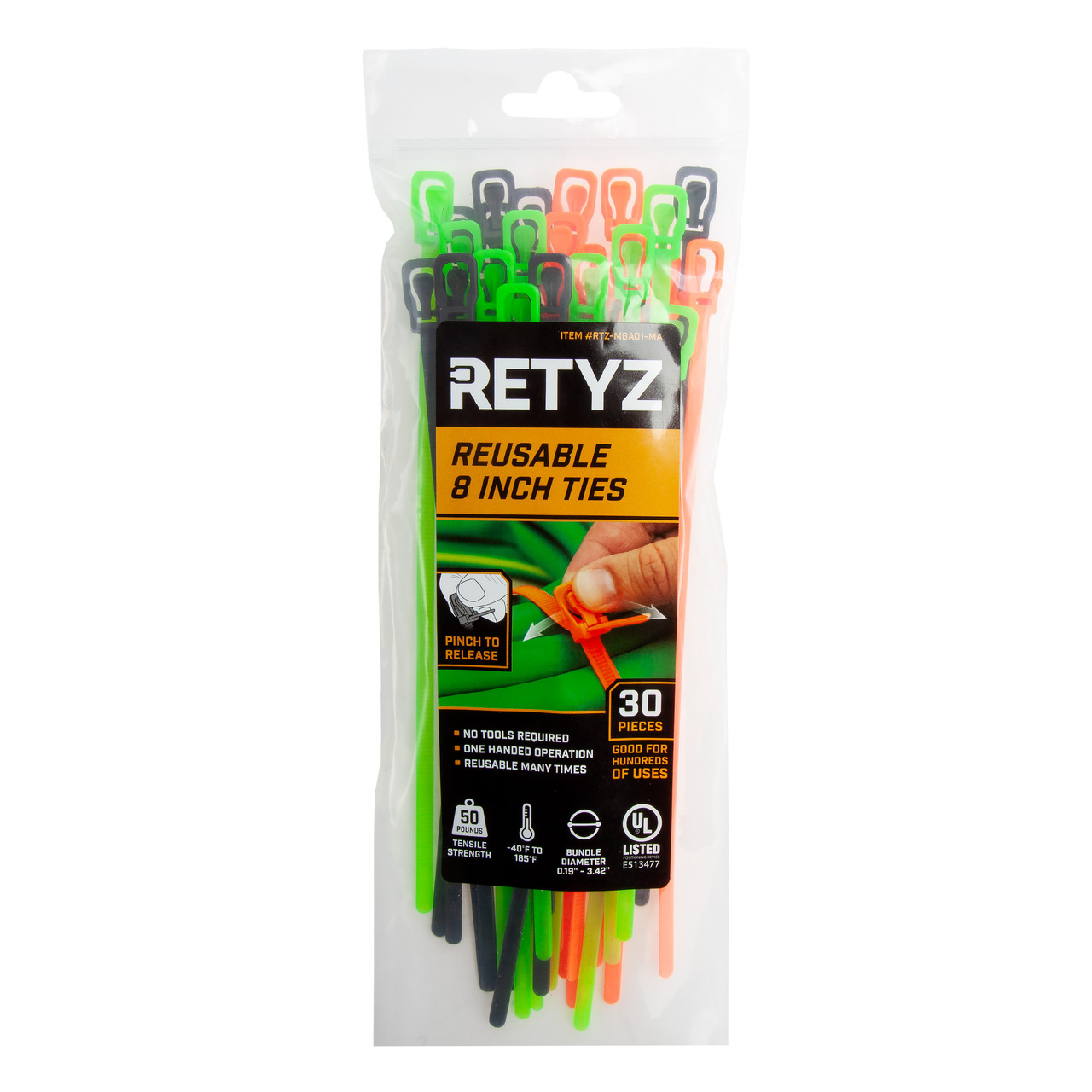 Retyz MBA01MA Reusable Cable Ties 203mm Pack of 30