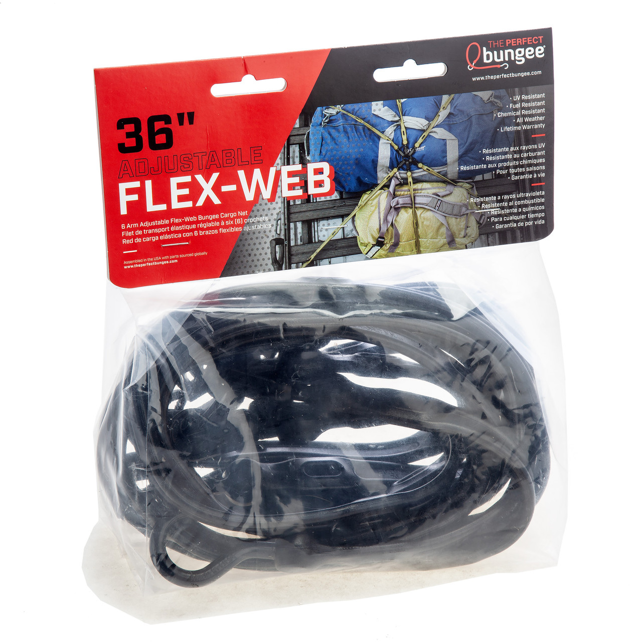 The Perfect Bungee FW366BK Adjustable 6-Strap Flex-Web Bungee Black