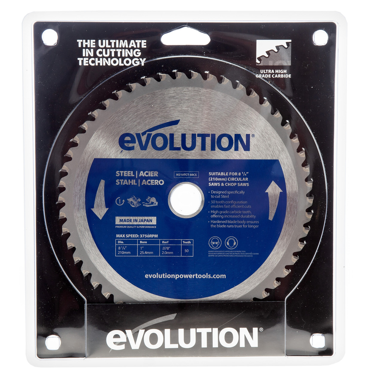 Evolution M210TCT50MCS 210mm Mild Steel Cutting Circular Saw Blade 50T