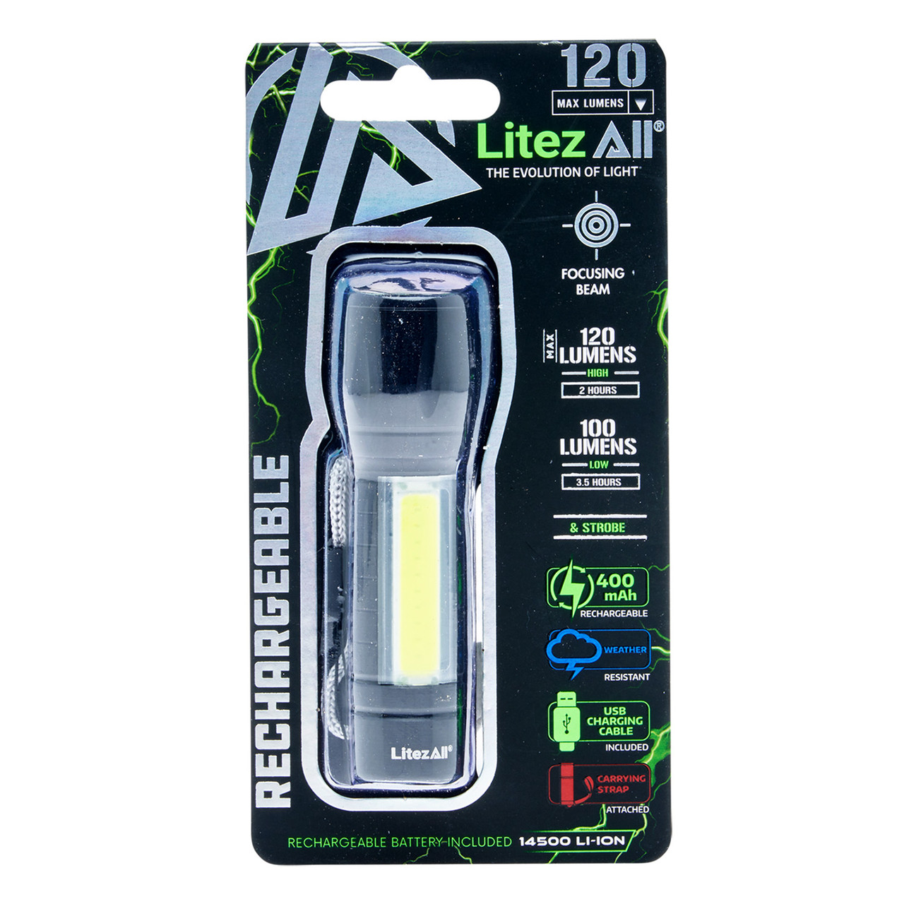 Litezall LARCHFL824 Mini Rechargeable Torch and Task Light 120 Lumens