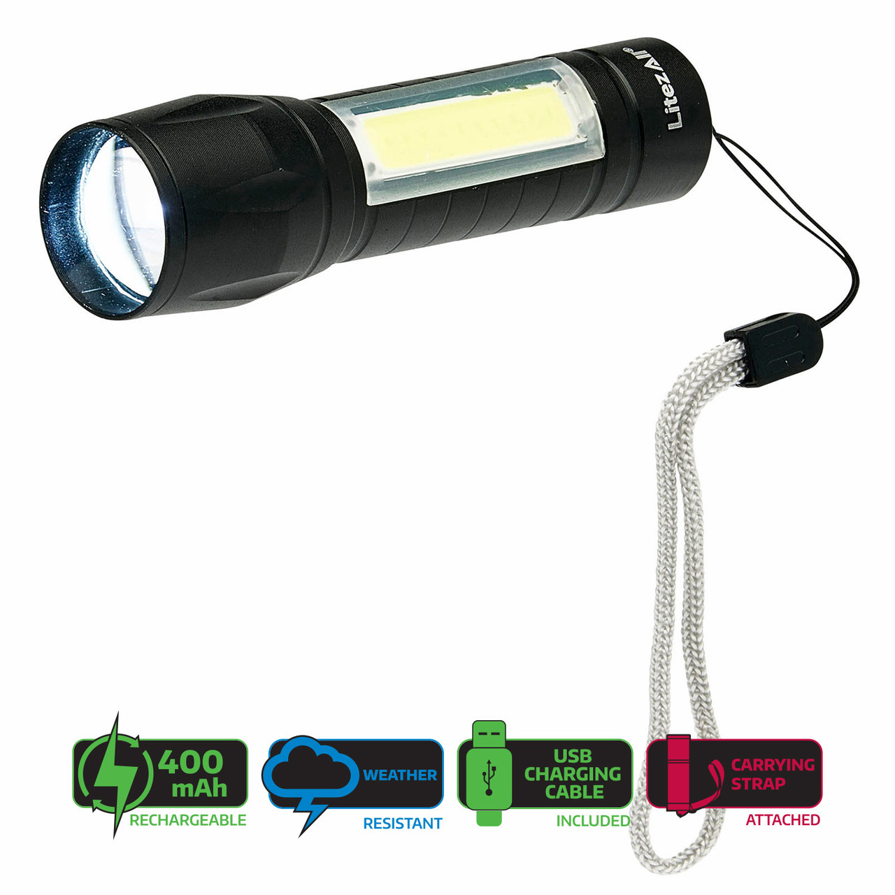 Litezall LARCHFL824 Mini Rechargeable Torch and Task Light 120 Lumens