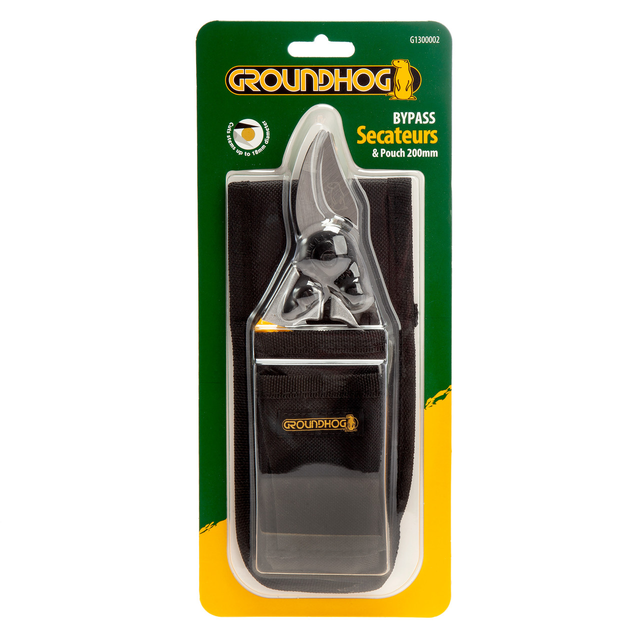 Groundhog G1300002 200mm Bypass Secateurs with Pouch