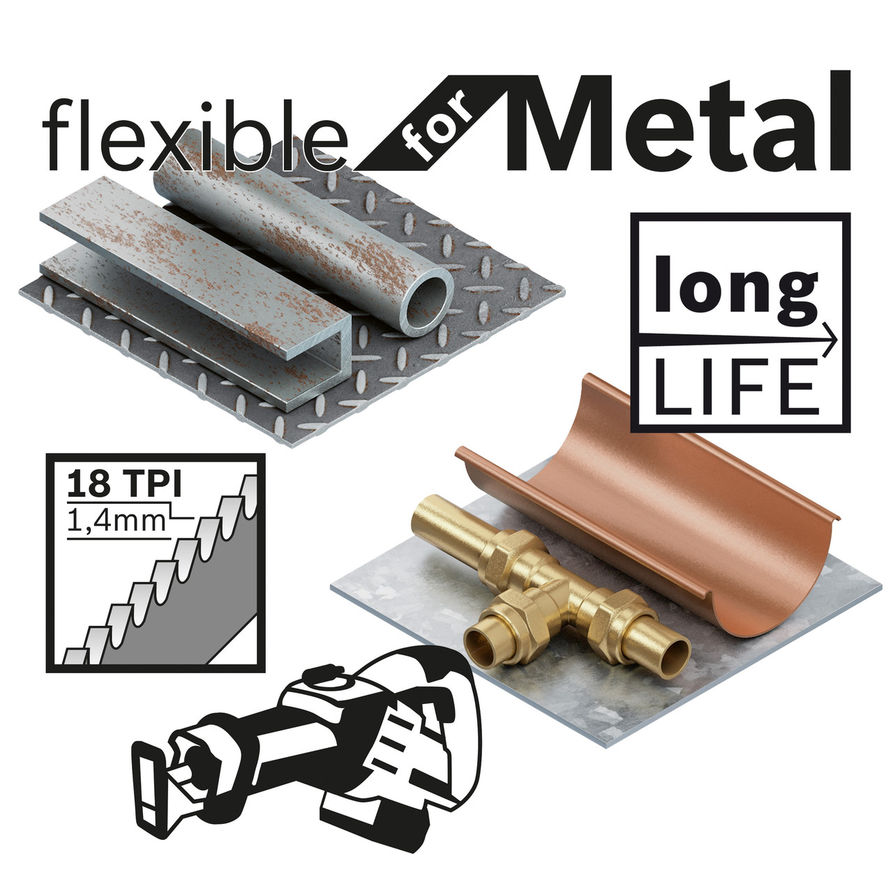 Bosch S922EF 150mm Metal Reciprocating Saw Blade (Pack of 5)