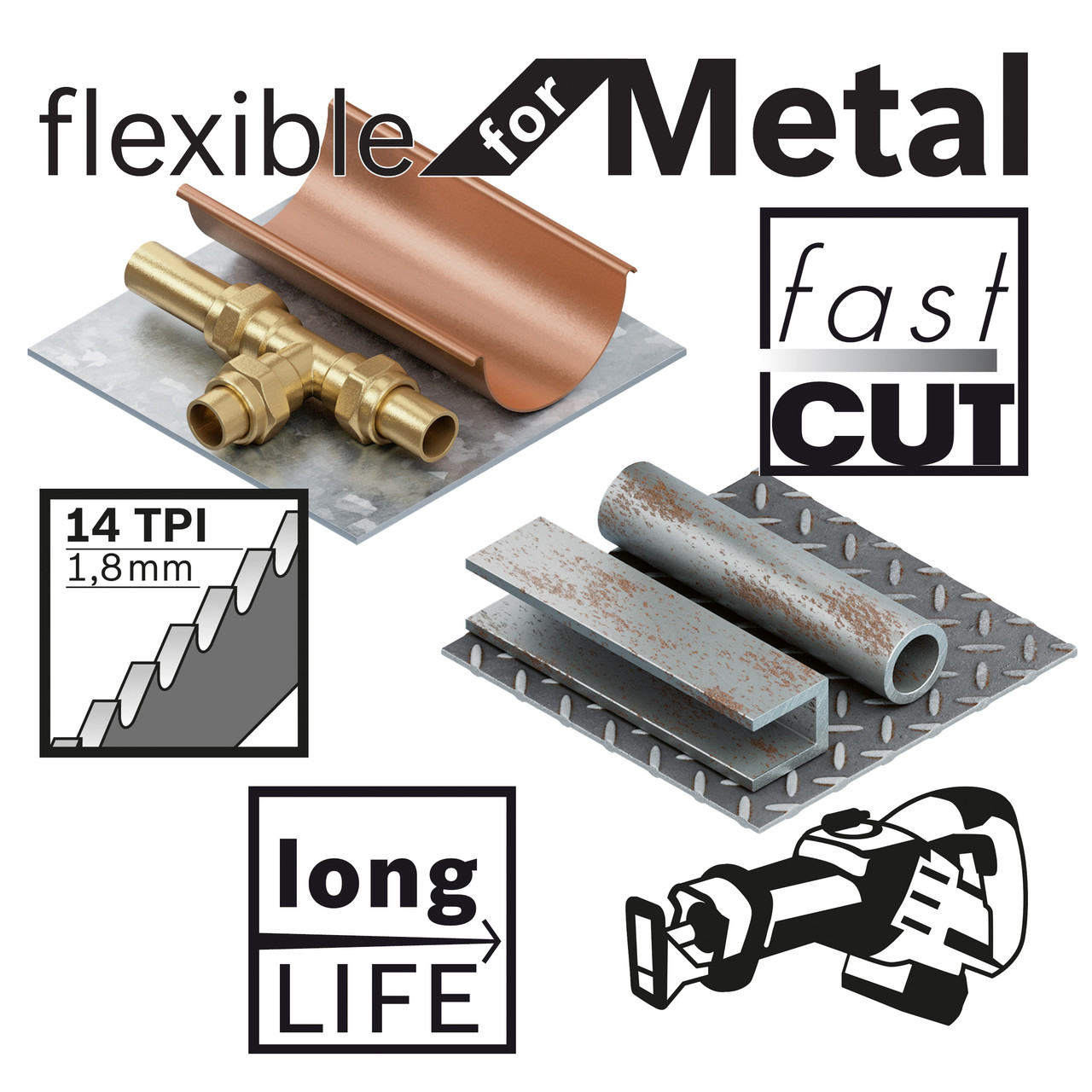 Bosch S922BF 150mm 14 TPI Metal Reciprocating Saw Blade (Pack of 5)