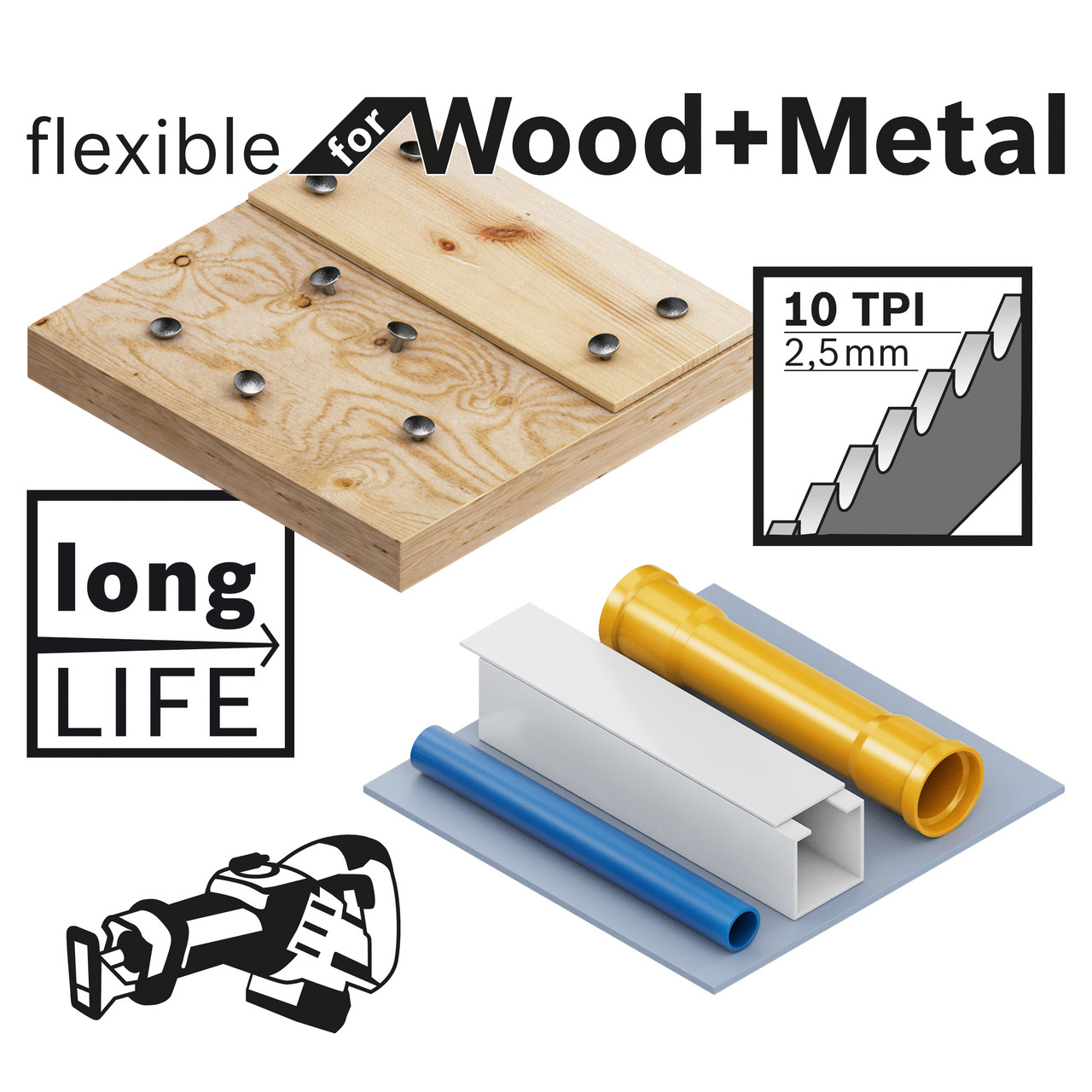 Bosch S922HF 150mm Reciprocating Saw Blade with 10 TPI