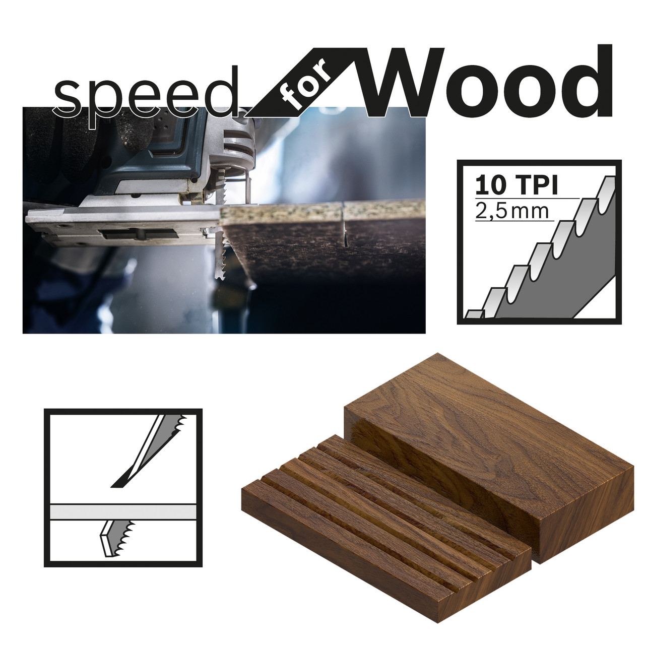 Bosch T144D 100mm Jigsaw Blade for Wood (Pack of 5)