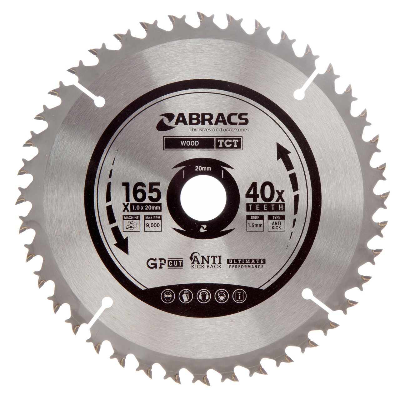 Abracs TCTC16540 165 × 20mm × 40T TCT Circular Saw Blade for Wood