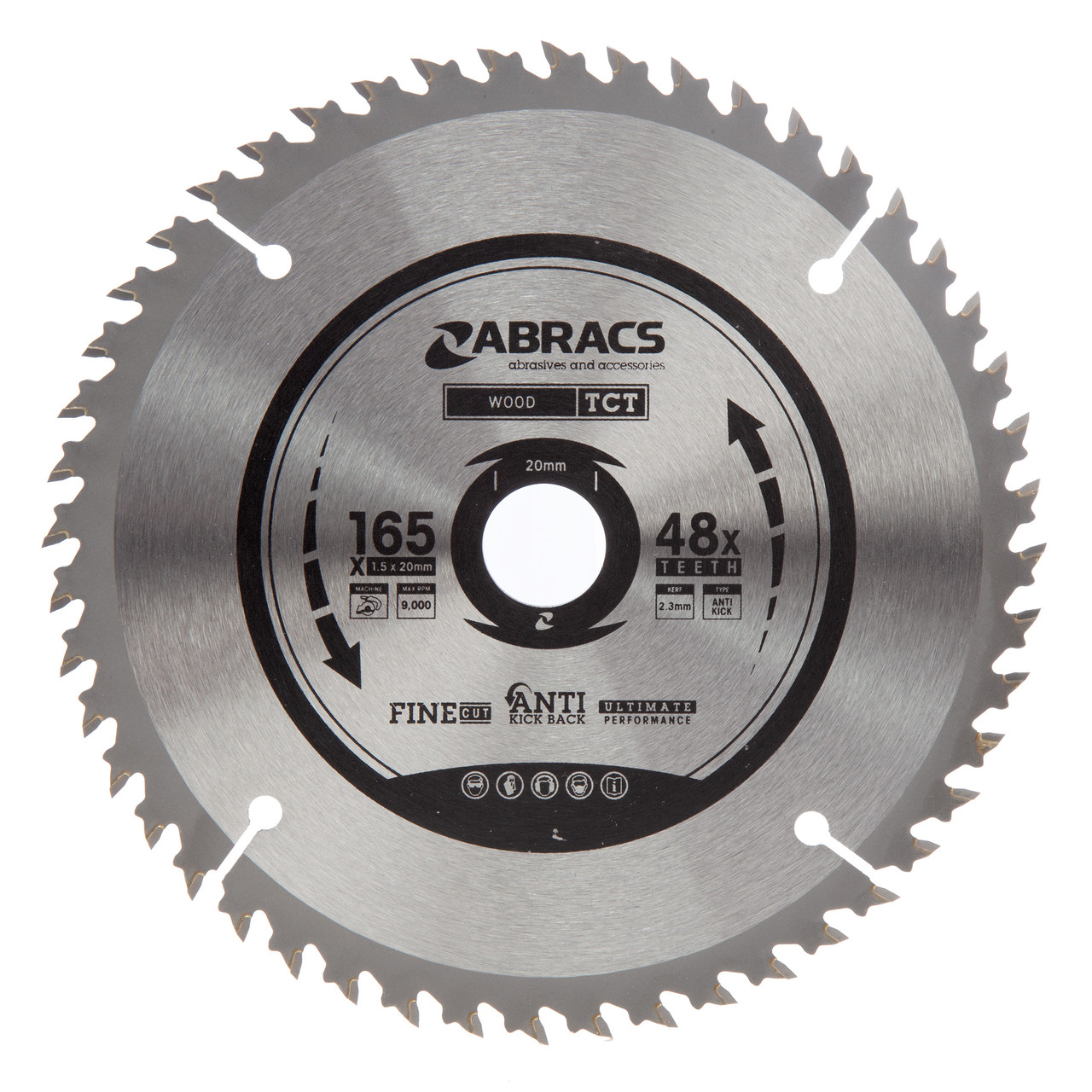 Abracs TCT16548 165mm × 20mm × 48T Expert TCT Circular Saw Blade for Wood