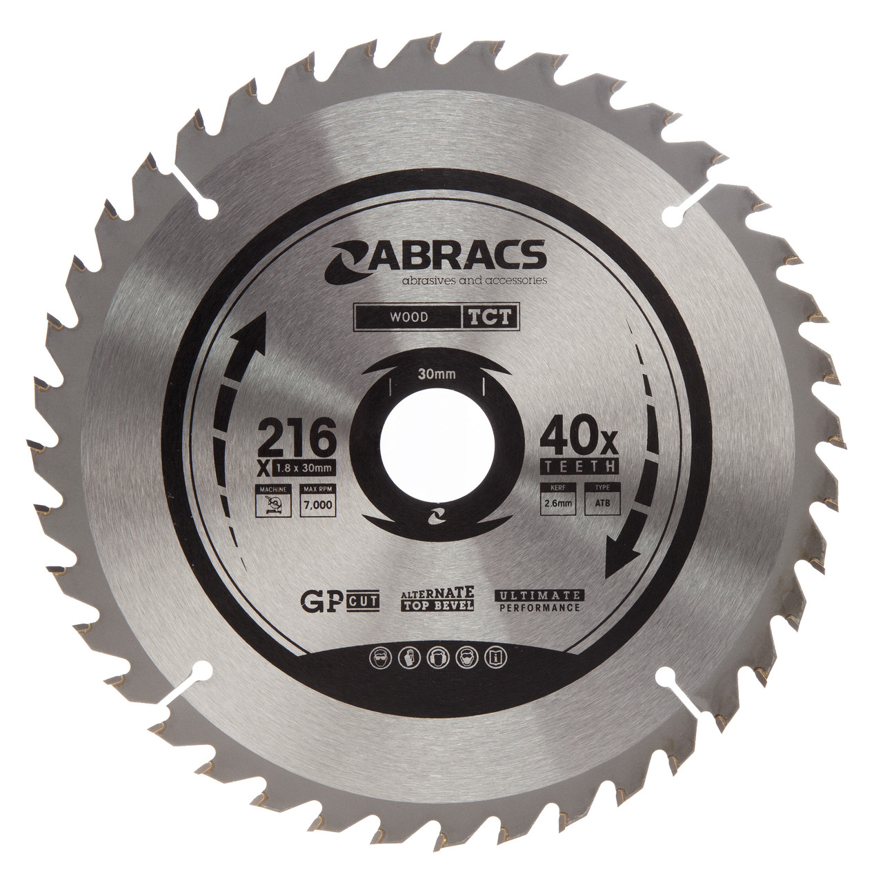 Abracs TCT21640 216mm x 30mm x 40T TCT Circular Saw Blade for Wood