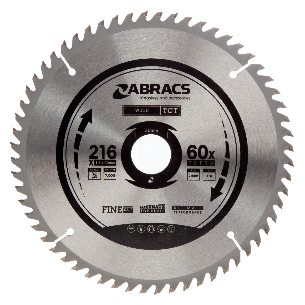 Abracs TCT21660 216mm x 30mm x 60T Expert TCT Circular Saw Blade for Wood