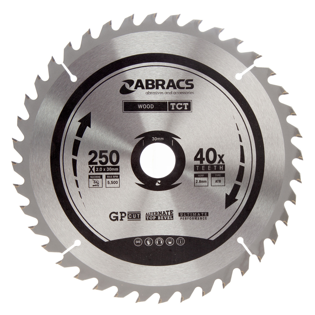 Abracs TCT25040 250 × 30mm × 40T TCT Circular Saw Blade for Wood