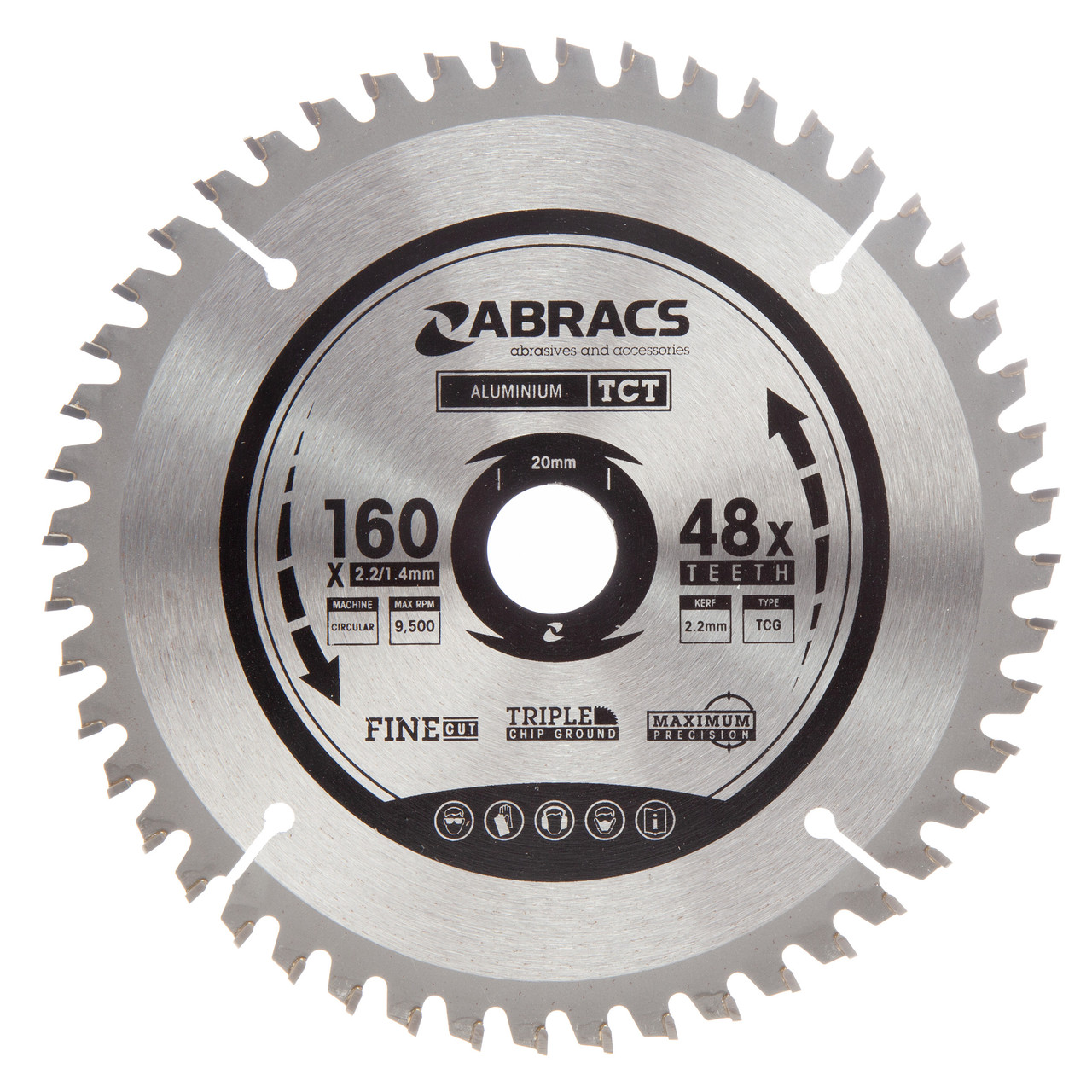 Abracs TCTA16048 160mm × 20mm × 48T TCT Circular Saw Blade for Aluminium