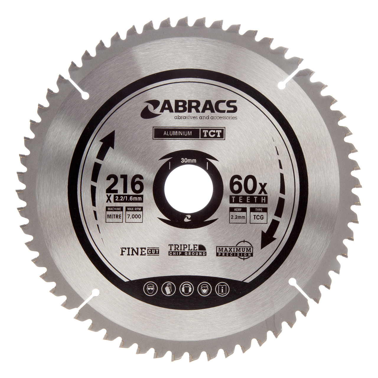 Abracs TCTA21660 216 × 30mm × 60T TCT Mitre Saw Blade for Aluminium