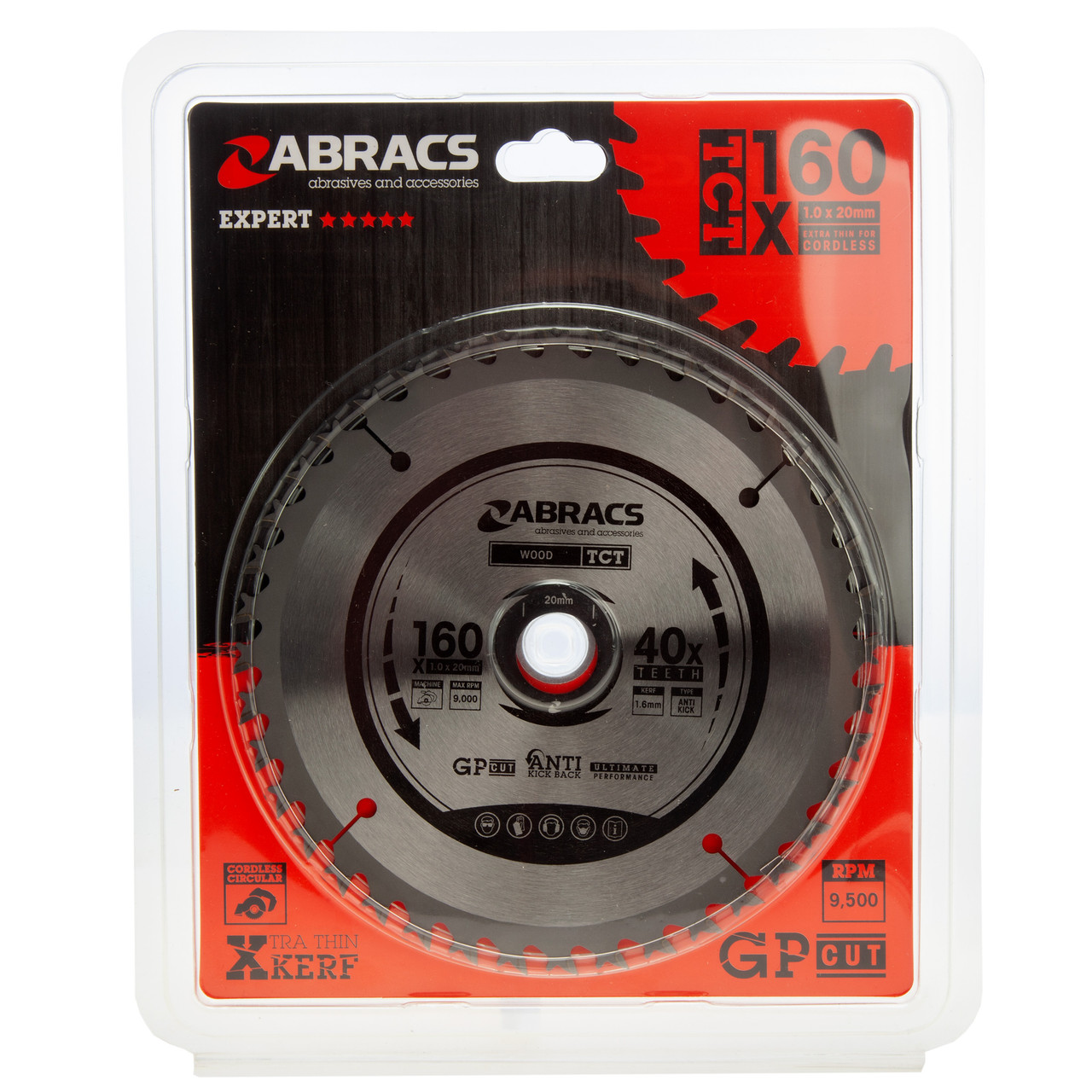 Abracs TCTC16040 160mm x 20mm x 40T TCT Circular Saw Blade for Wood