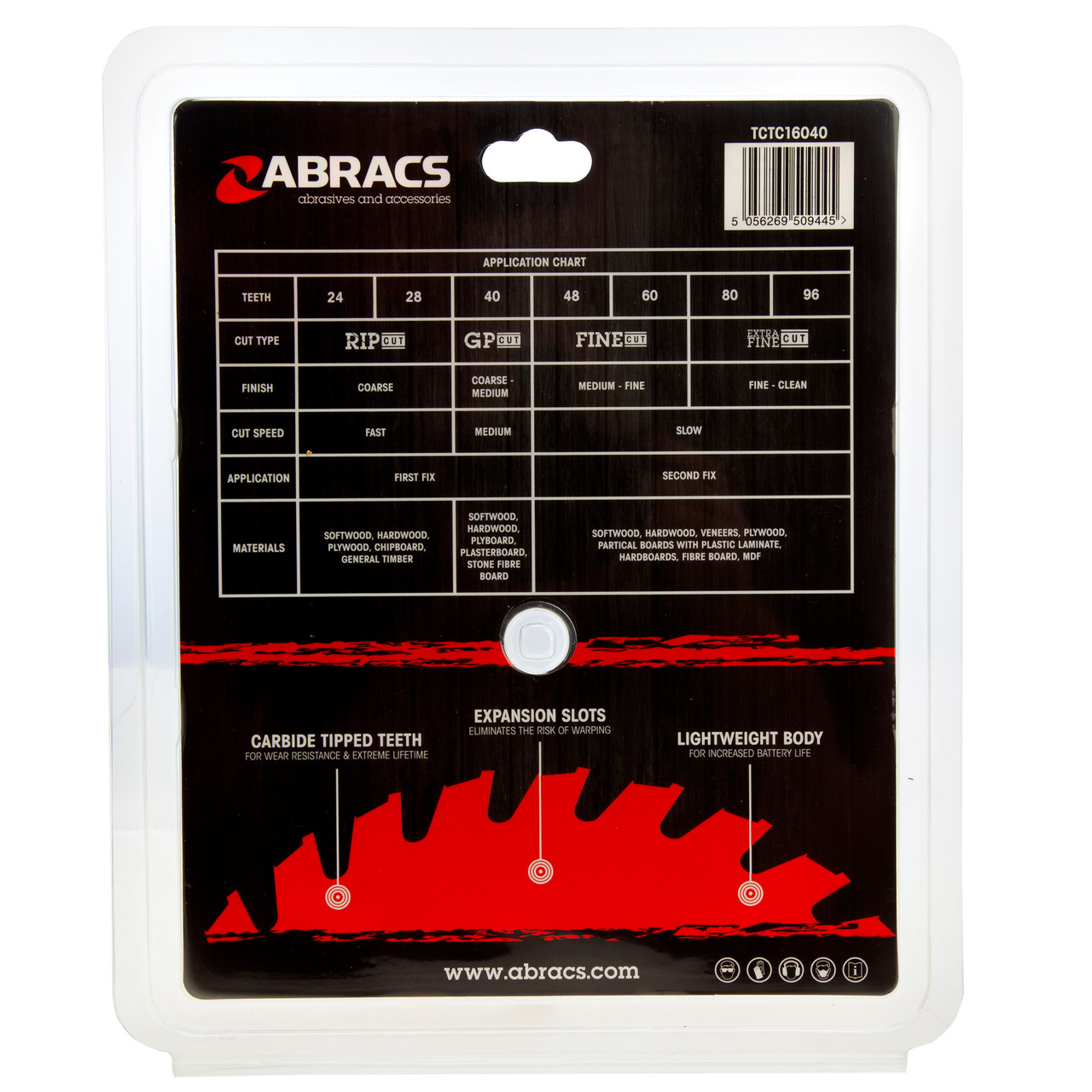 Abracs TCTC16040 160mm x 20mm x 40T TCT Circular Saw Blade for Wood