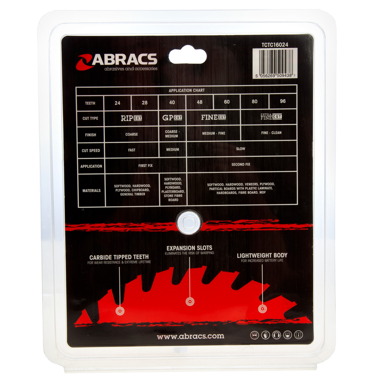Abracs TCTC16024 160mm × 20mm × 24T TCT Circular Saw Blade for Wood