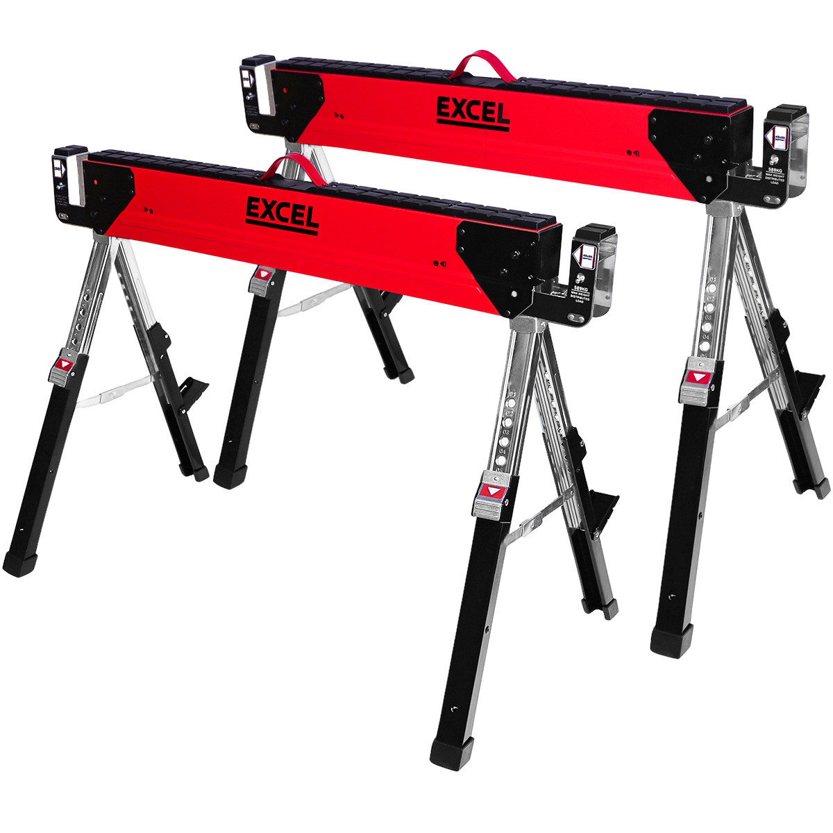 Excel 6288 Heavy-Duty Folding Sawhorse with Adjustable Legs (Twin Pack)