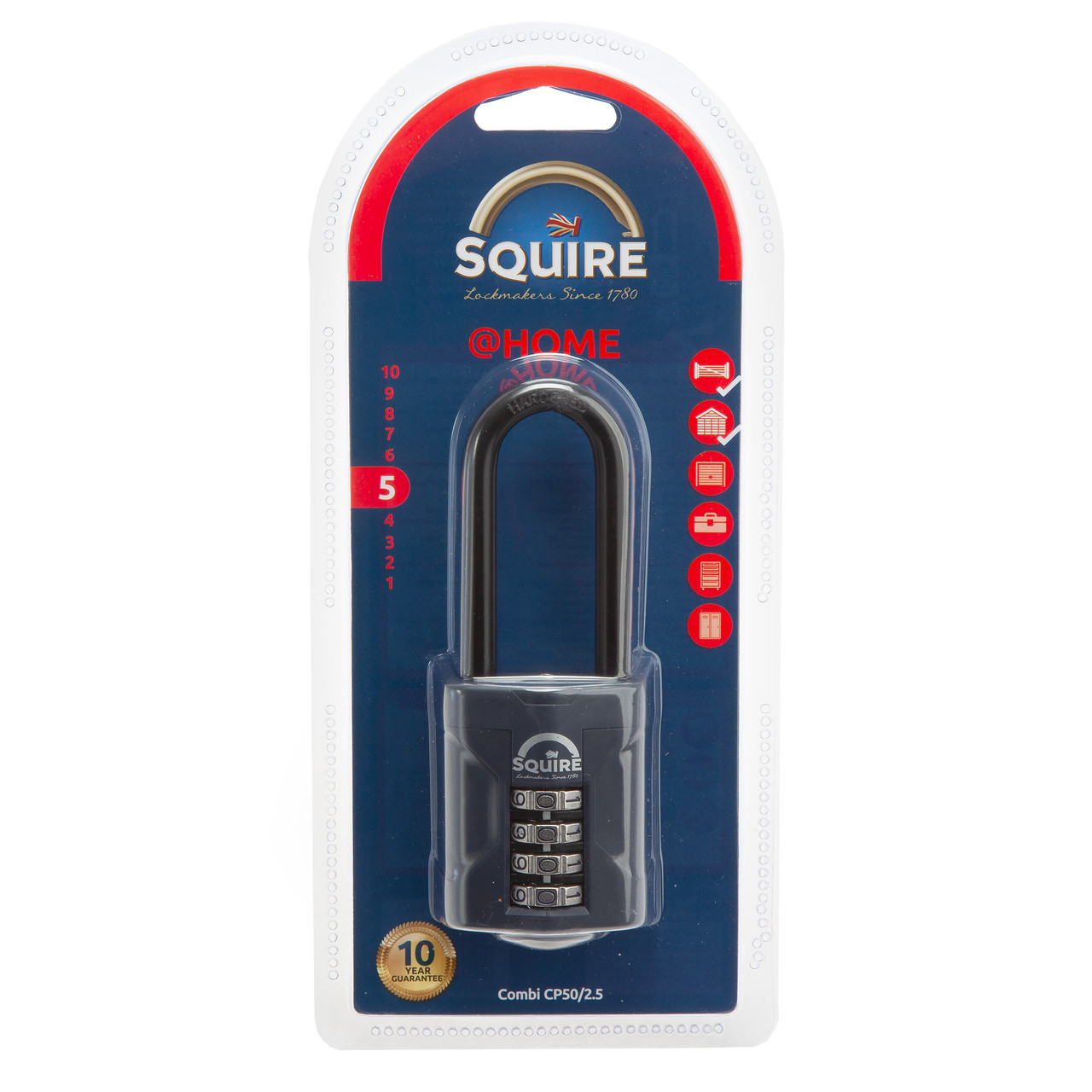 Squire CP5025 50mm Long Shackle Combination Padlock